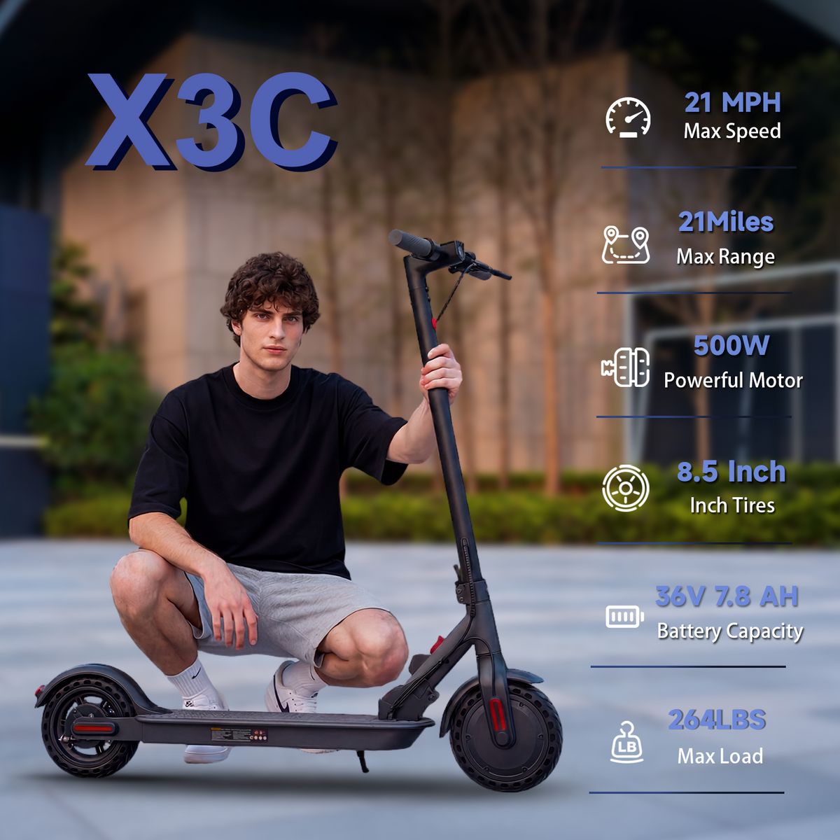 X3C Electric Scooter 500W Motor